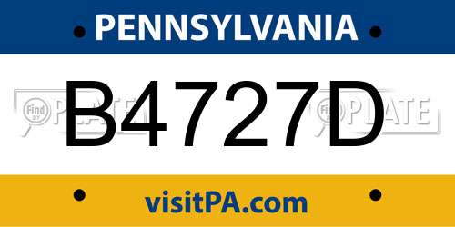 B4727D Pennsylvania License Plate