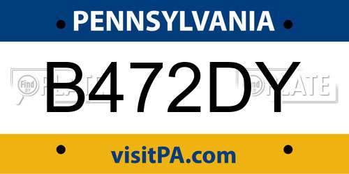B472DY Pennsylvania License Plate