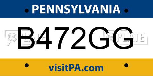 B472GG Pennsylvania License Plate