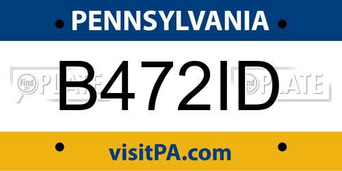 B472ID Pennsylvania License Plate