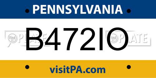 B472IO Pennsylvania License Plate