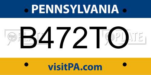 B472TO Pennsylvania License Plate