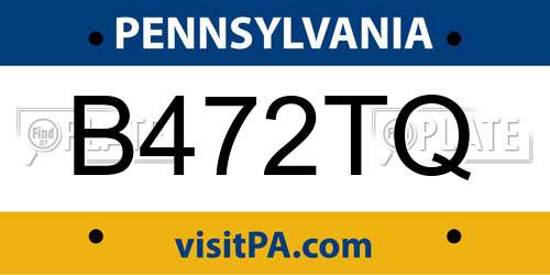 B472TQ Pennsylvania License Plate