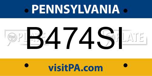 B474SI Pennsylvania License Plate