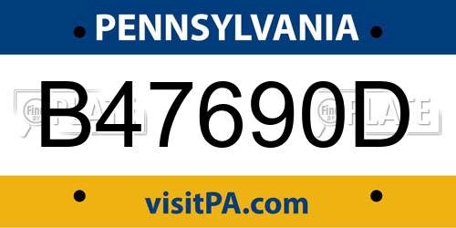 B47690D Pennsylvania License Plate