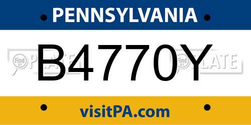 B4770Y Pennsylvania License Plate