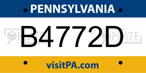 B4772D Pennsylvania License Plate