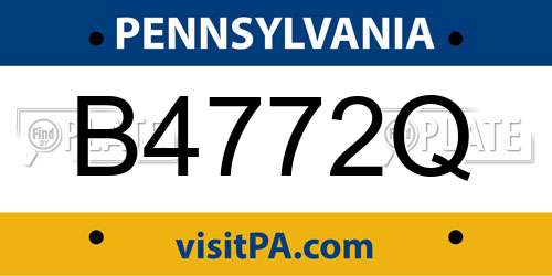 B4772Q Pennsylvania License Plate