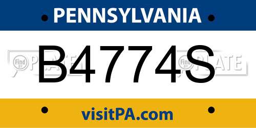 B4774S Pennsylvania License Plate