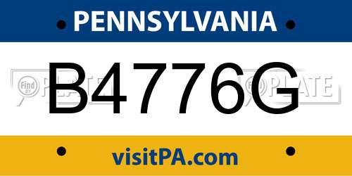 B4776G Pennsylvania License Plate