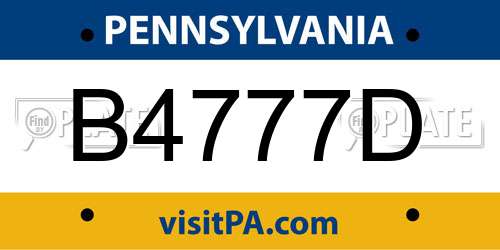 B4777D Pennsylvania License Plate