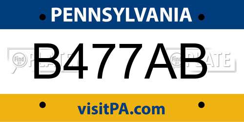 B477AB Pennsylvania License Plate