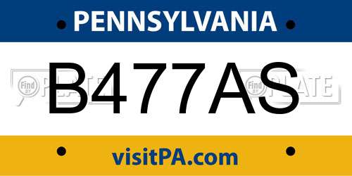 B477AS Pennsylvania License Plate