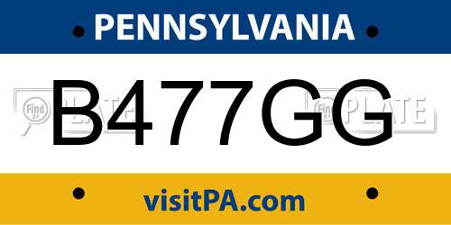 B477GG Pennsylvania License Plate