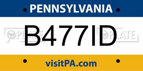 B477ID Pennsylvania License Plate