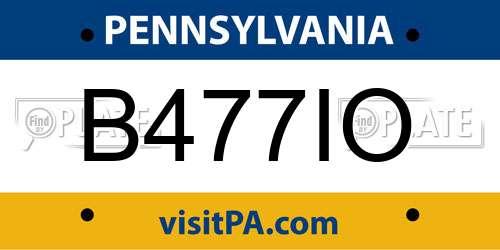 B477IO Pennsylvania License Plate