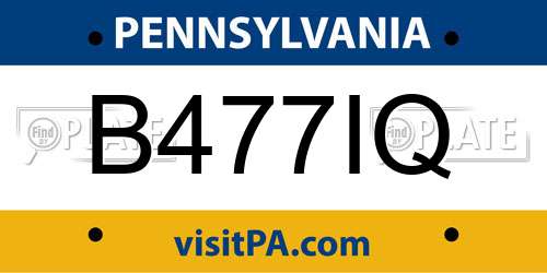 B477IQ Pennsylvania License Plate