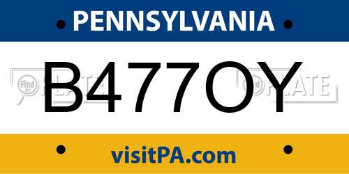 B477OY Pennsylvania License Plate