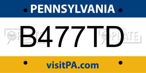 B477TD Pennsylvania License Plate