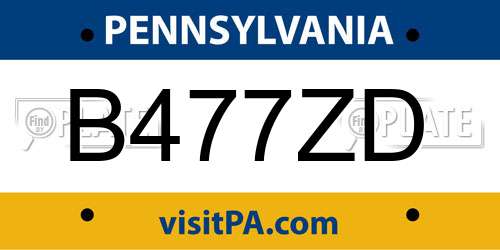 B477ZD Pennsylvania License Plate