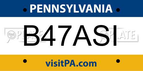 B47ASI Pennsylvania License Plate