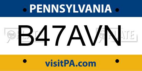 B47AVN Pennsylvania License Plate