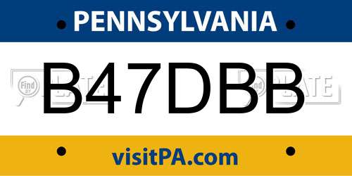 B47DBB Pennsylvania License Plate