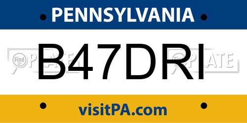 B47DRI Pennsylvania License Plate