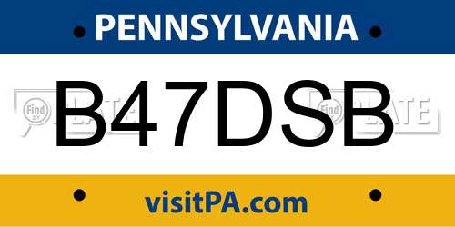 B47DSB Pennsylvania License Plate