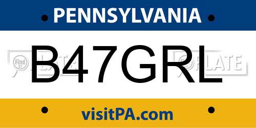 B47GRL Pennsylvania License Plate