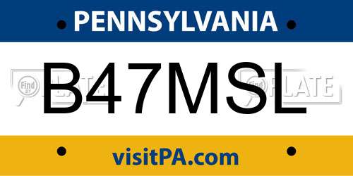 B47MSL Pennsylvania License Plate