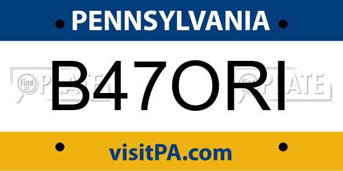 B47ORI Pennsylvania License Plate