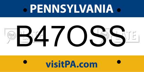 B47OSS Pennsylvania License Plate