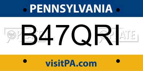 B47QRI Pennsylvania License Plate