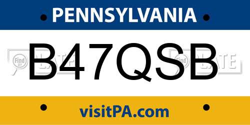 B47QSB Pennsylvania License Plate