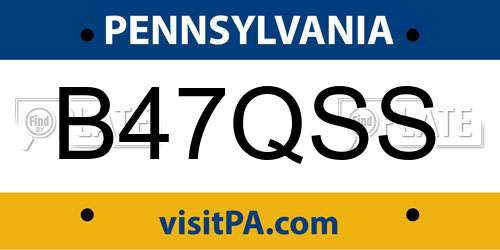 B47QSS Pennsylvania License Plate
