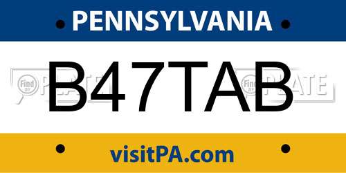 B47TAB Pennsylvania License Plate