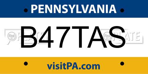 B47TAS Pennsylvania License Plate