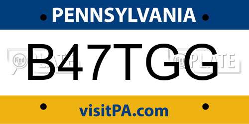 B47TGG Pennsylvania License Plate