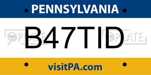 B47TID Pennsylvania License Plate