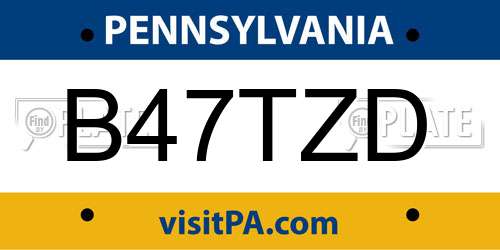 B47TZD Pennsylvania License Plate