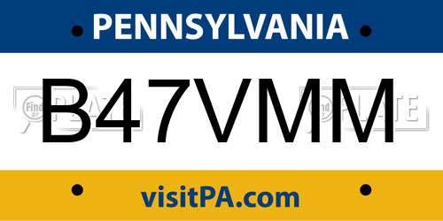 B47VMM Pennsylvania License Plate