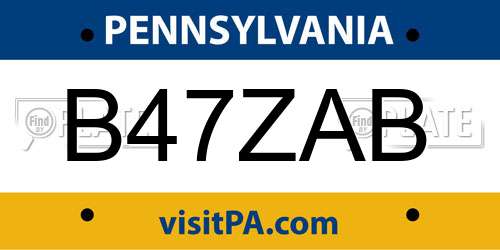 B47ZAB Pennsylvania License Plate