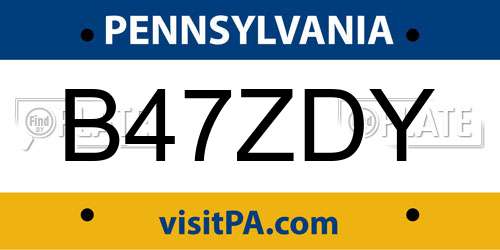 B47ZDY Pennsylvania License Plate