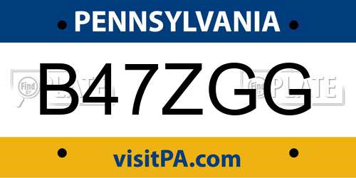 B47ZGG Pennsylvania License Plate