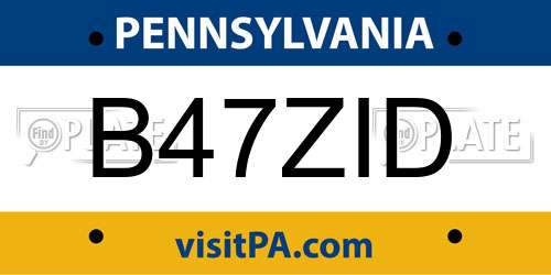 B47ZID Pennsylvania License Plate