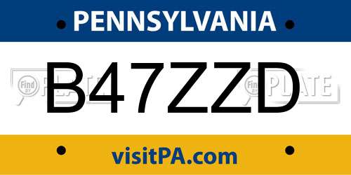 B47ZZD Pennsylvania License Plate