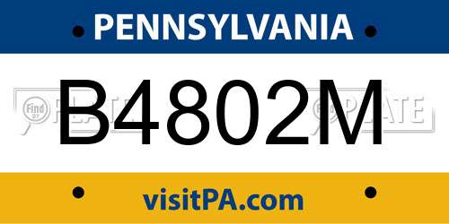 B4802M Pennsylvania License Plate