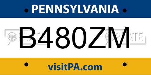 B480ZM Pennsylvania License Plate