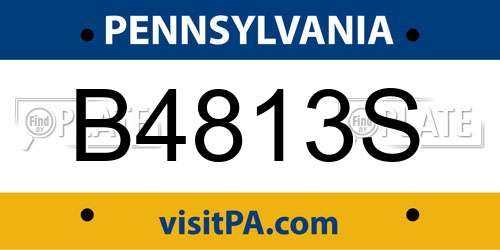 B4813S Pennsylvania License Plate